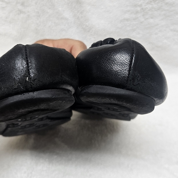 Tory Burch Black Flats with Gold Emblem - Picture 4 of 4